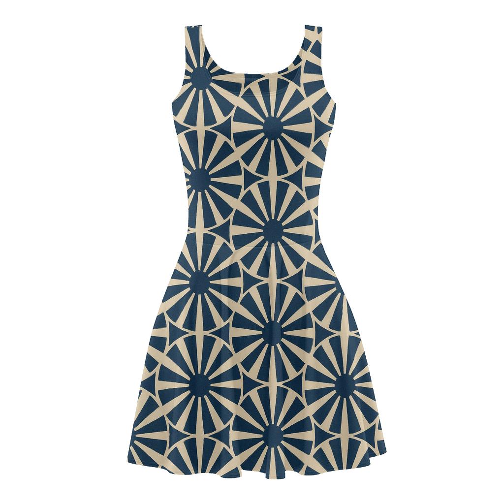 Radial Segment Grid stylish a-line skater dresses
