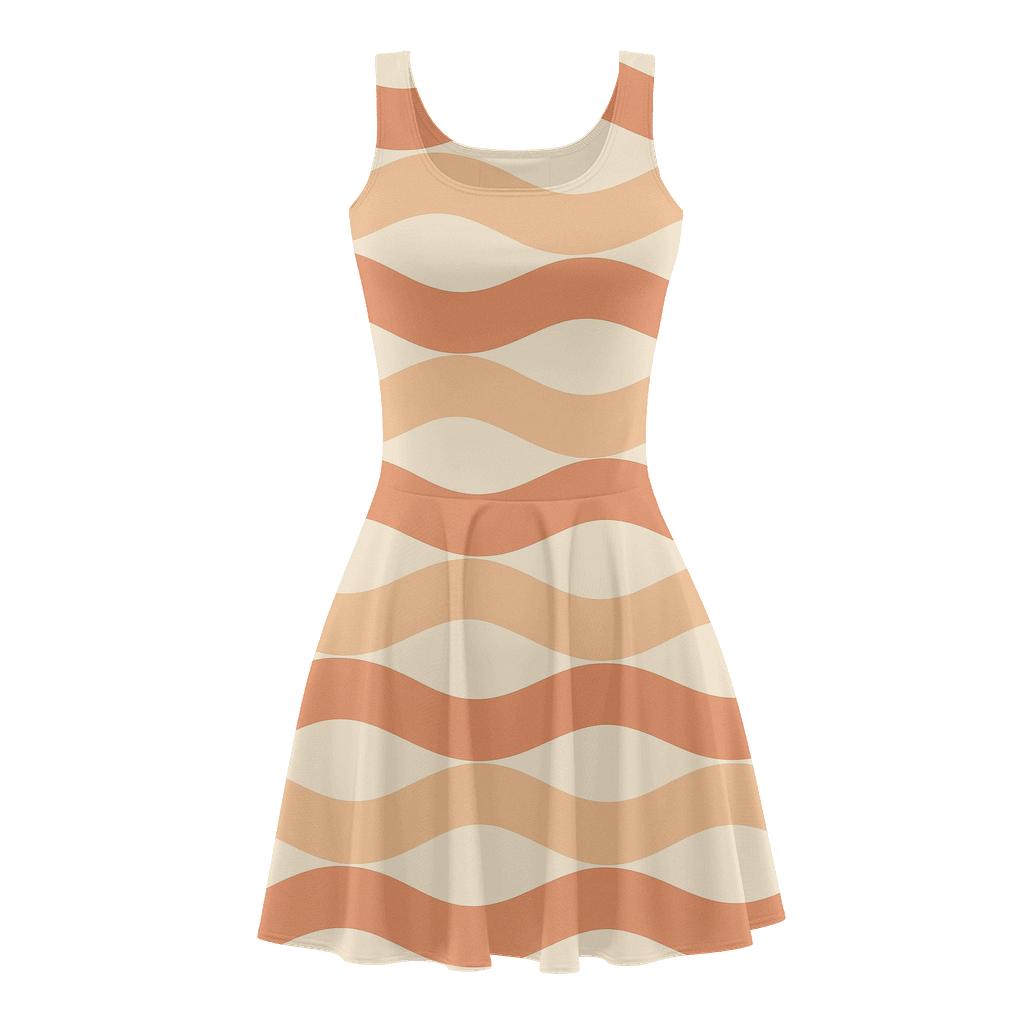Coral Wave Ribbon comfortable stretch skater dresses