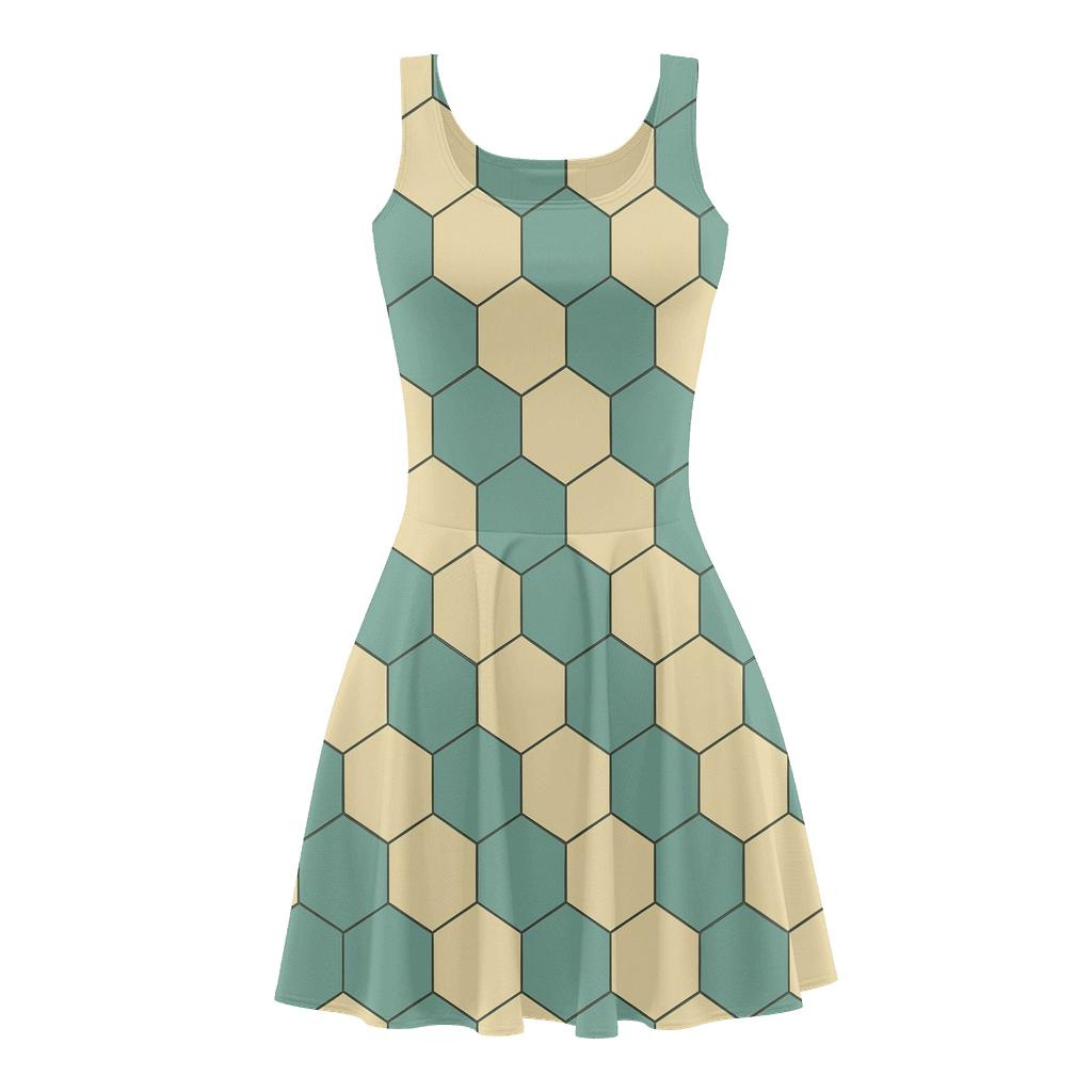 Shifted Hexagonal Grids personalized fit skater dresses