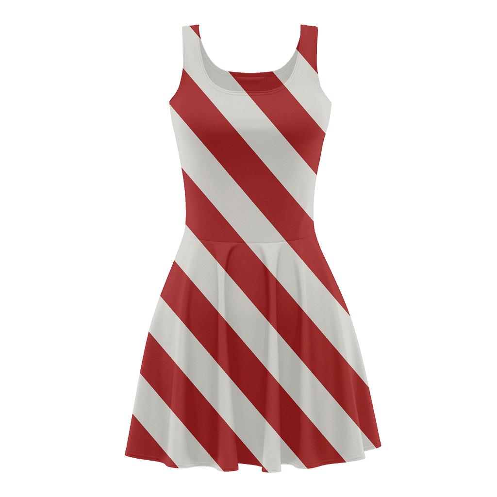 Diagonal Band Cascade comfortable stretch skater dresses