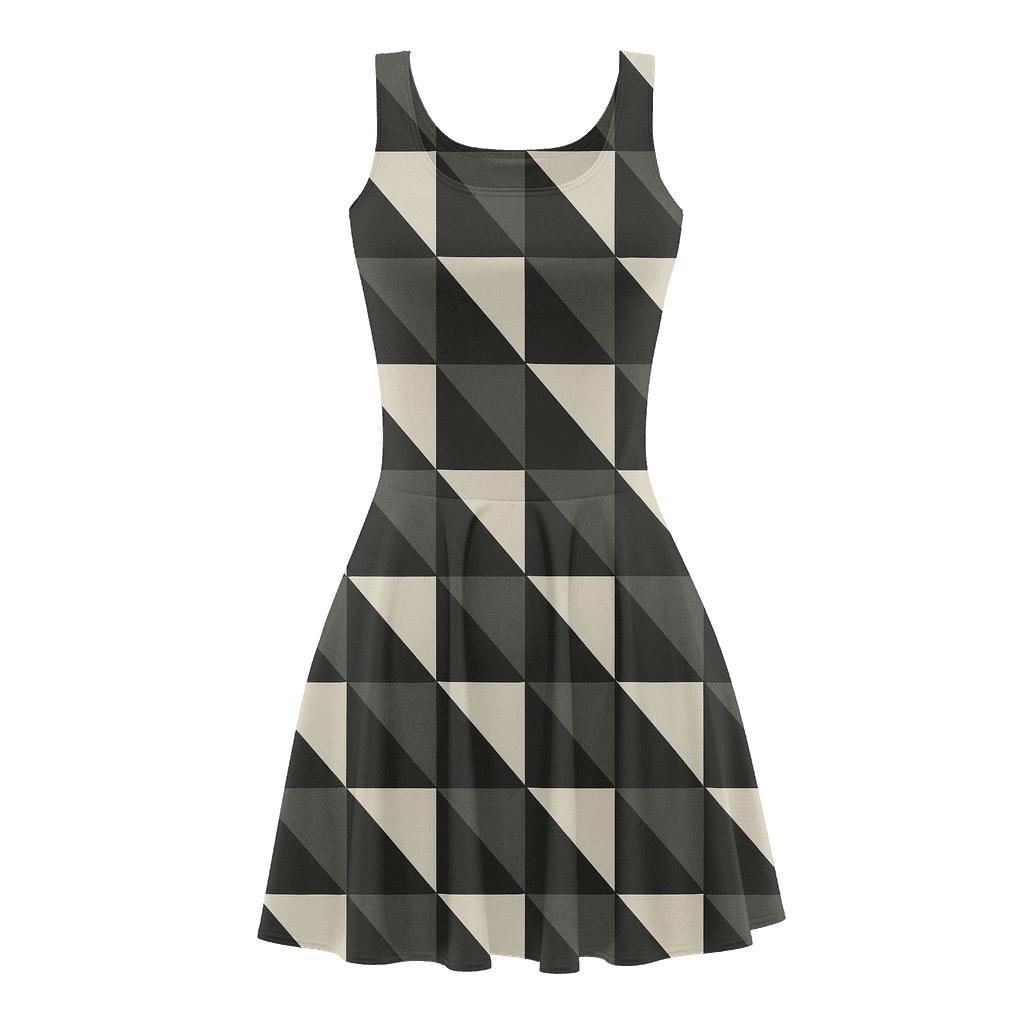 Iterative Edge Fold Grid stylish a-line skater dresses