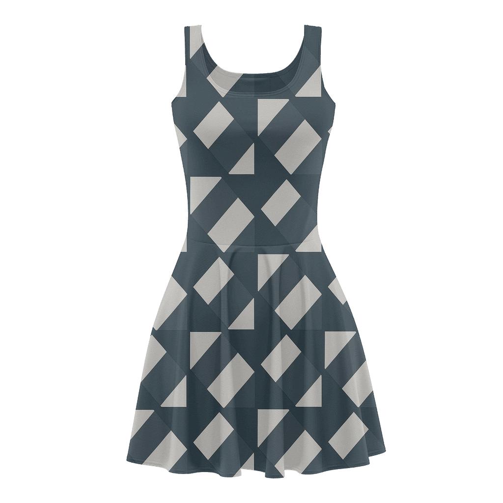 Diagonal Step Cascade Grid custom skater dresses