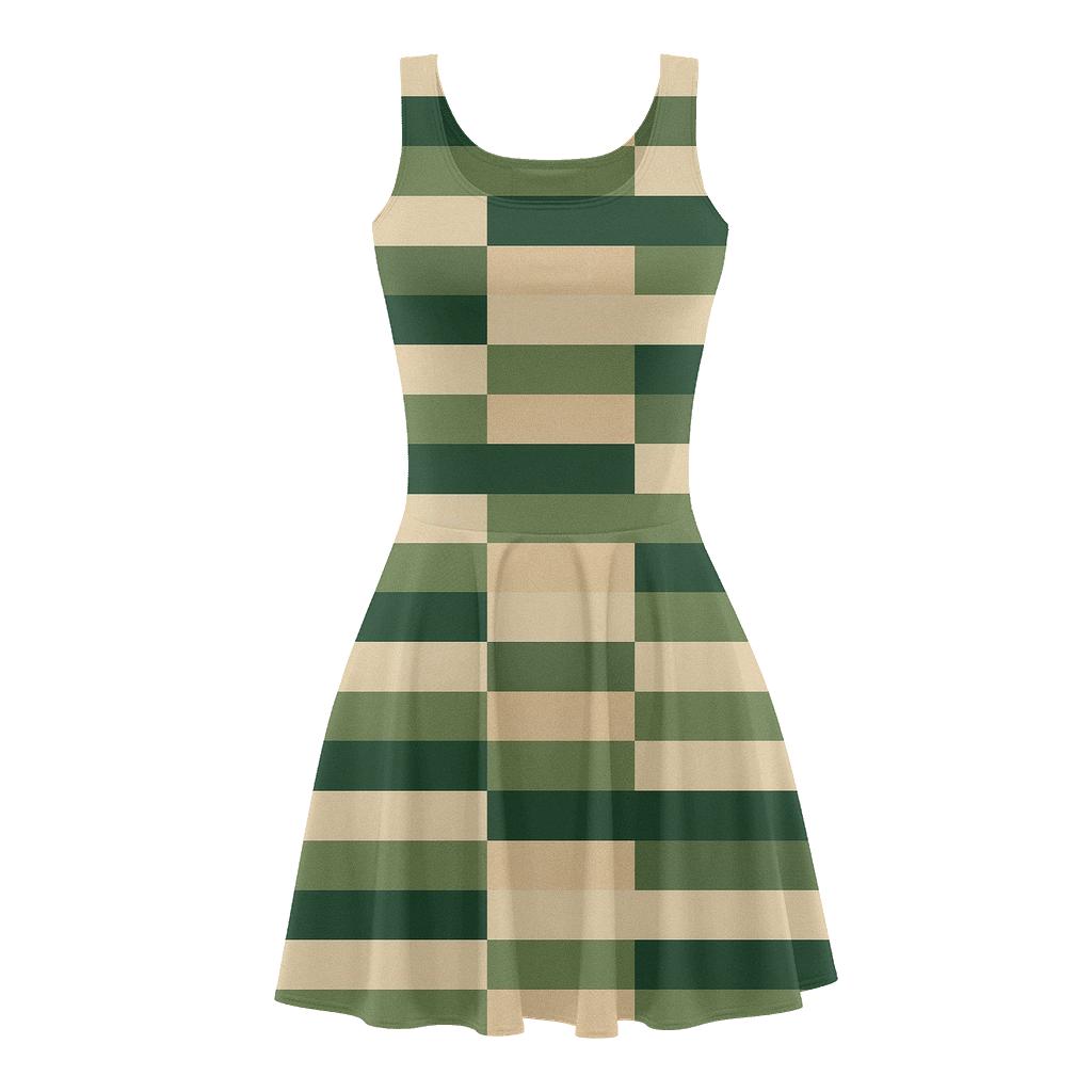 Staggered Stripe Array comfortable stretch skater dresses