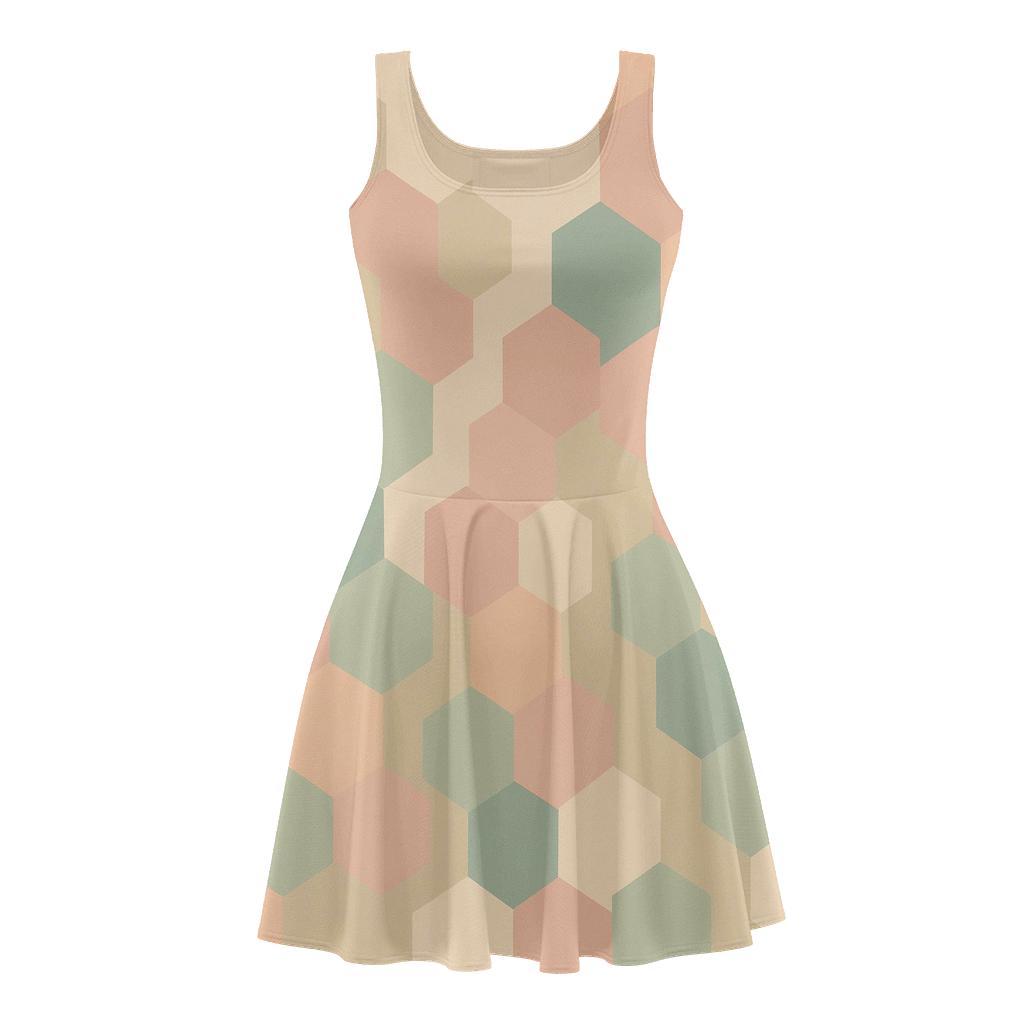Hexagonal Pulse trendy mini skater dresses