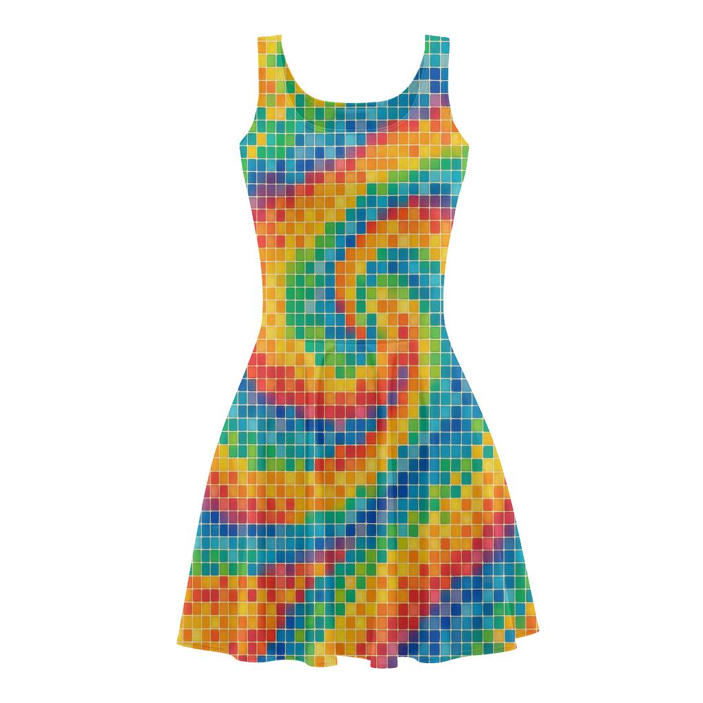 Pixelated Mosaic designer pattern skater dresses