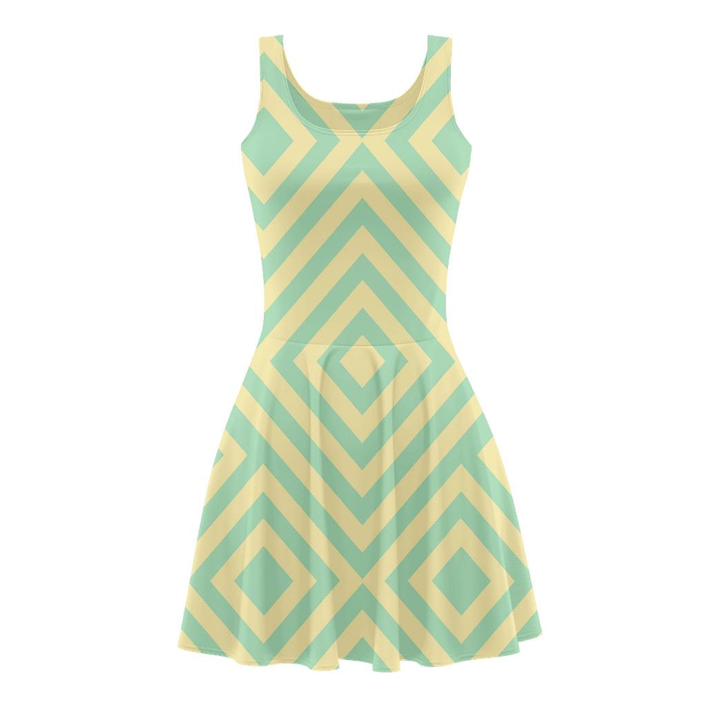 Concentric Diamond Layers comfortable stretch skater dresses