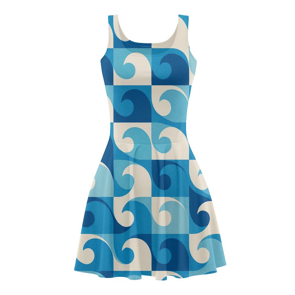 Circular Wave Grid designer pattern skater dresses