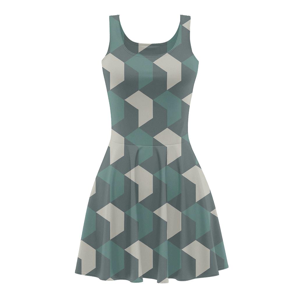 Offset Polygon Cascade stylish a-line skater dresses