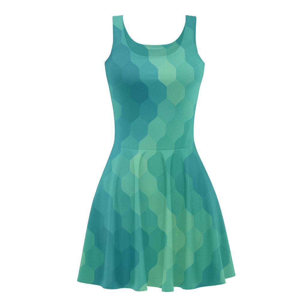 Hexagonal Rhythm Wave custom skater dresses