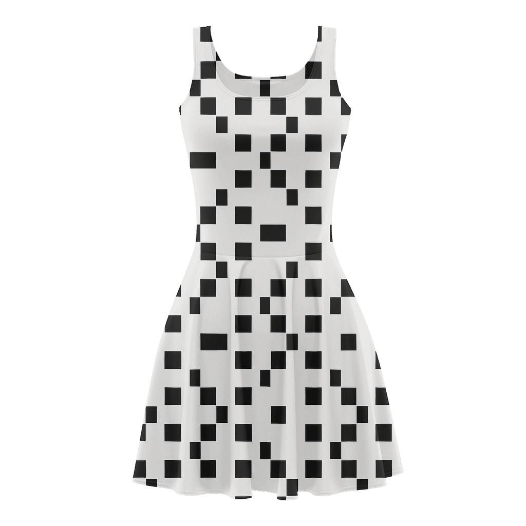 Staggered Grid Pulse designer pattern skater dresses
