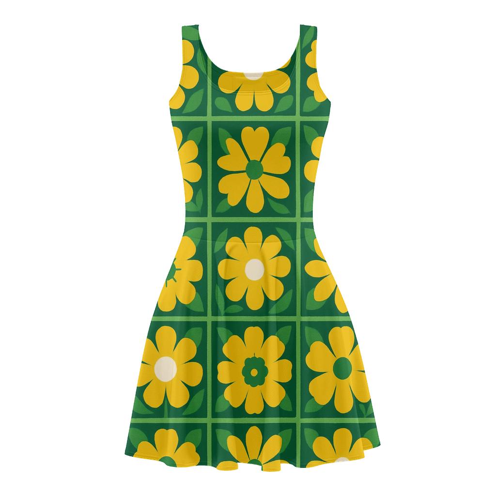 Modular Floral Grid custom skater dresses