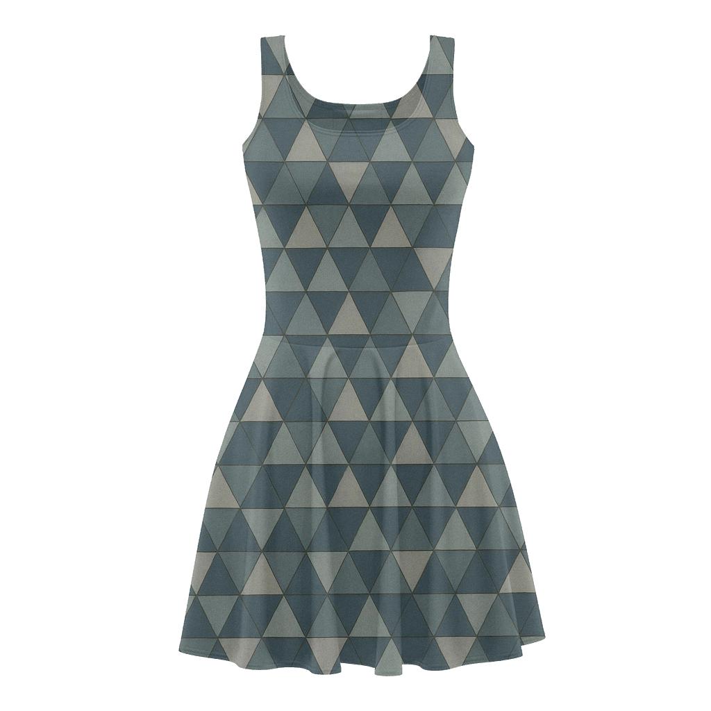 Abstract Triangle Tiling designer pattern skater dresses
