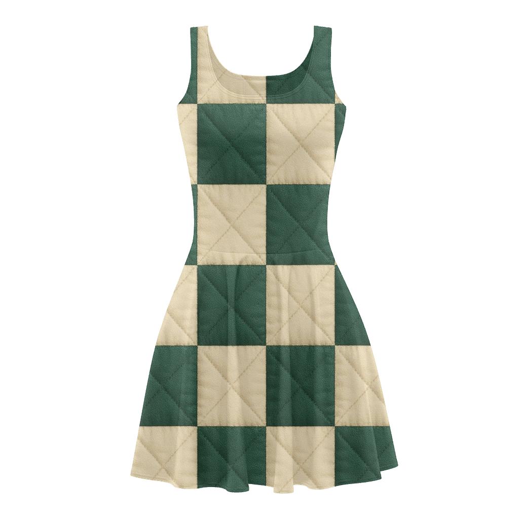 Quilted Checker Array stylish a-line skater dresses