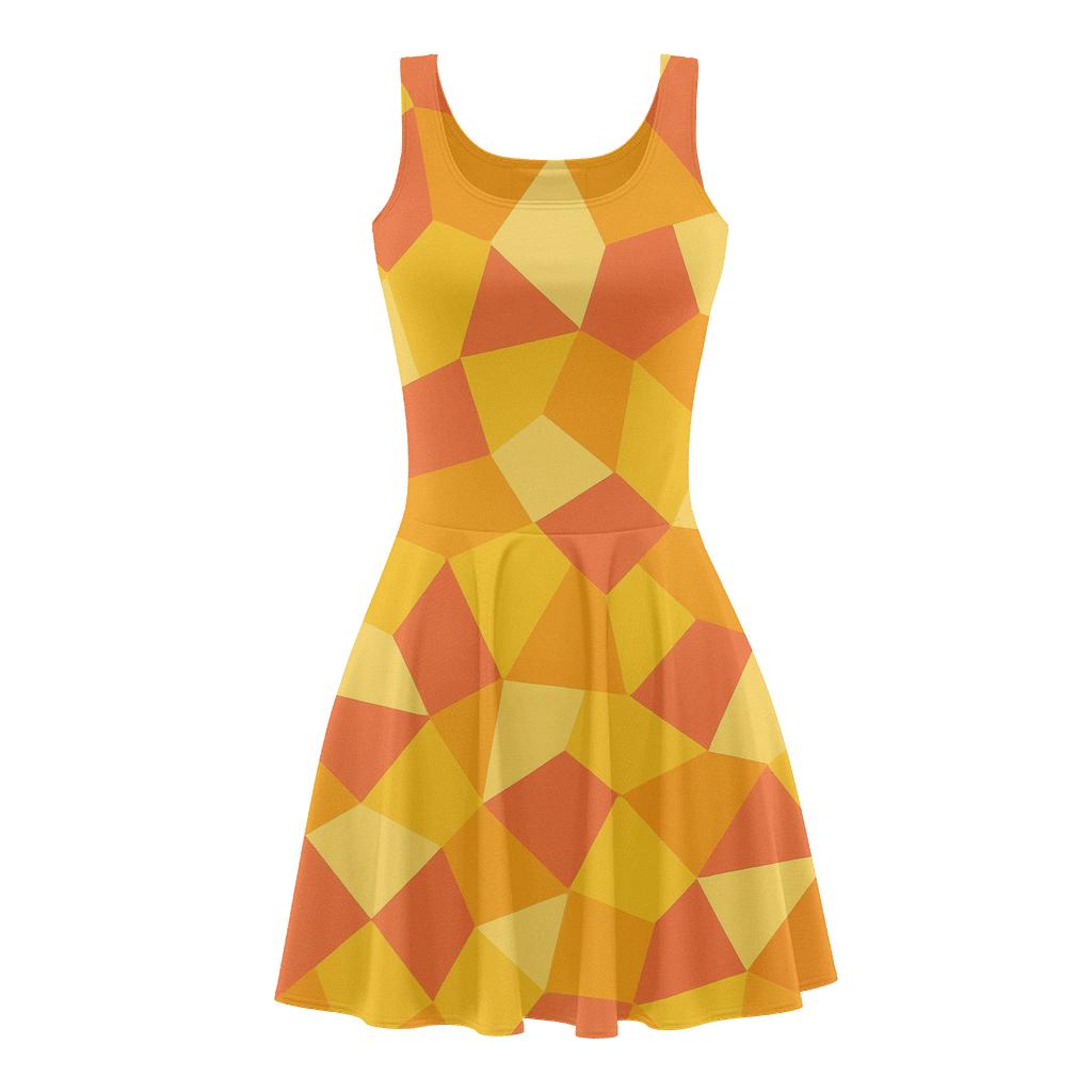 Fragmented Polygon Array comfortable stretch skater dresses