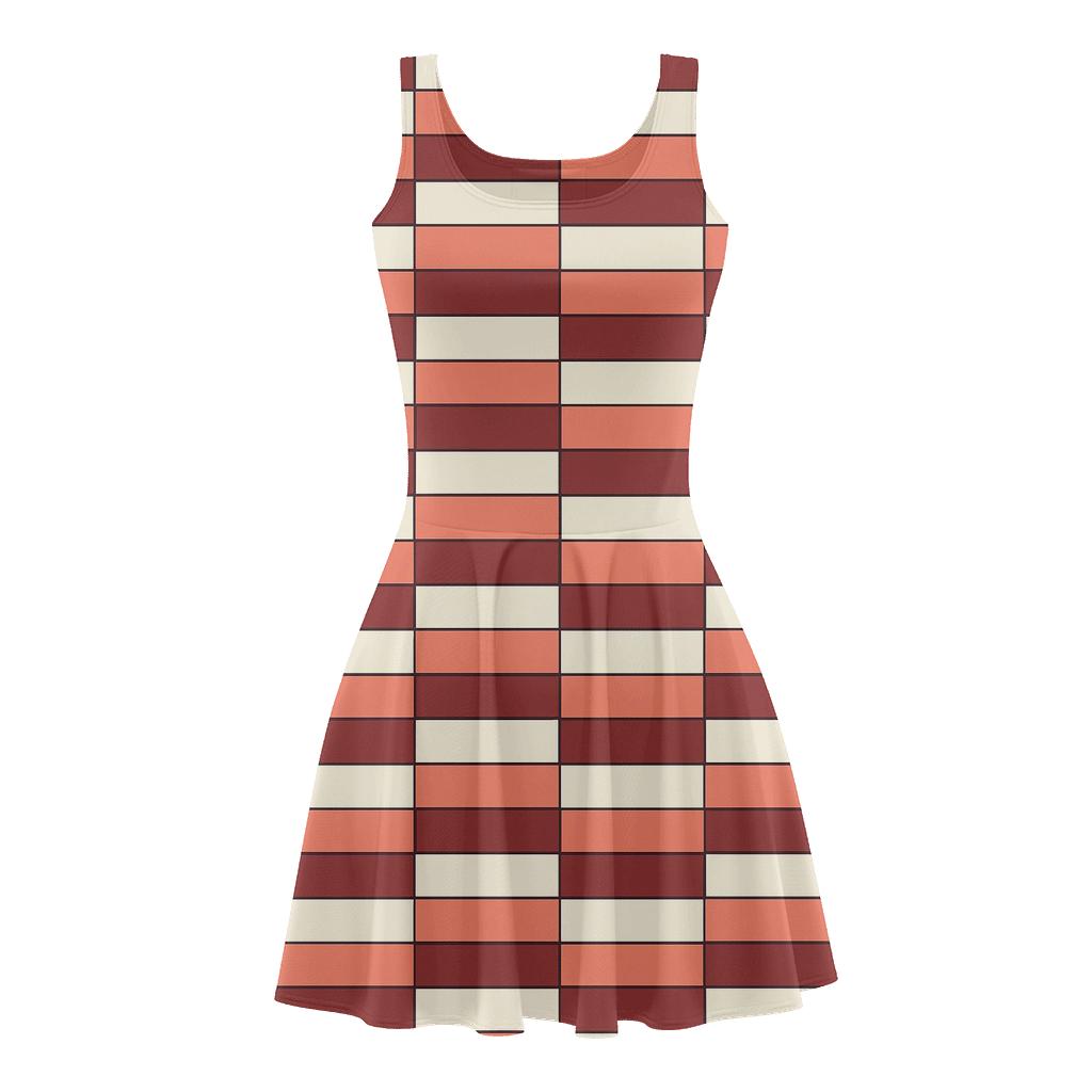 Striped Modular Mosaic comfortable stretch skater dresses