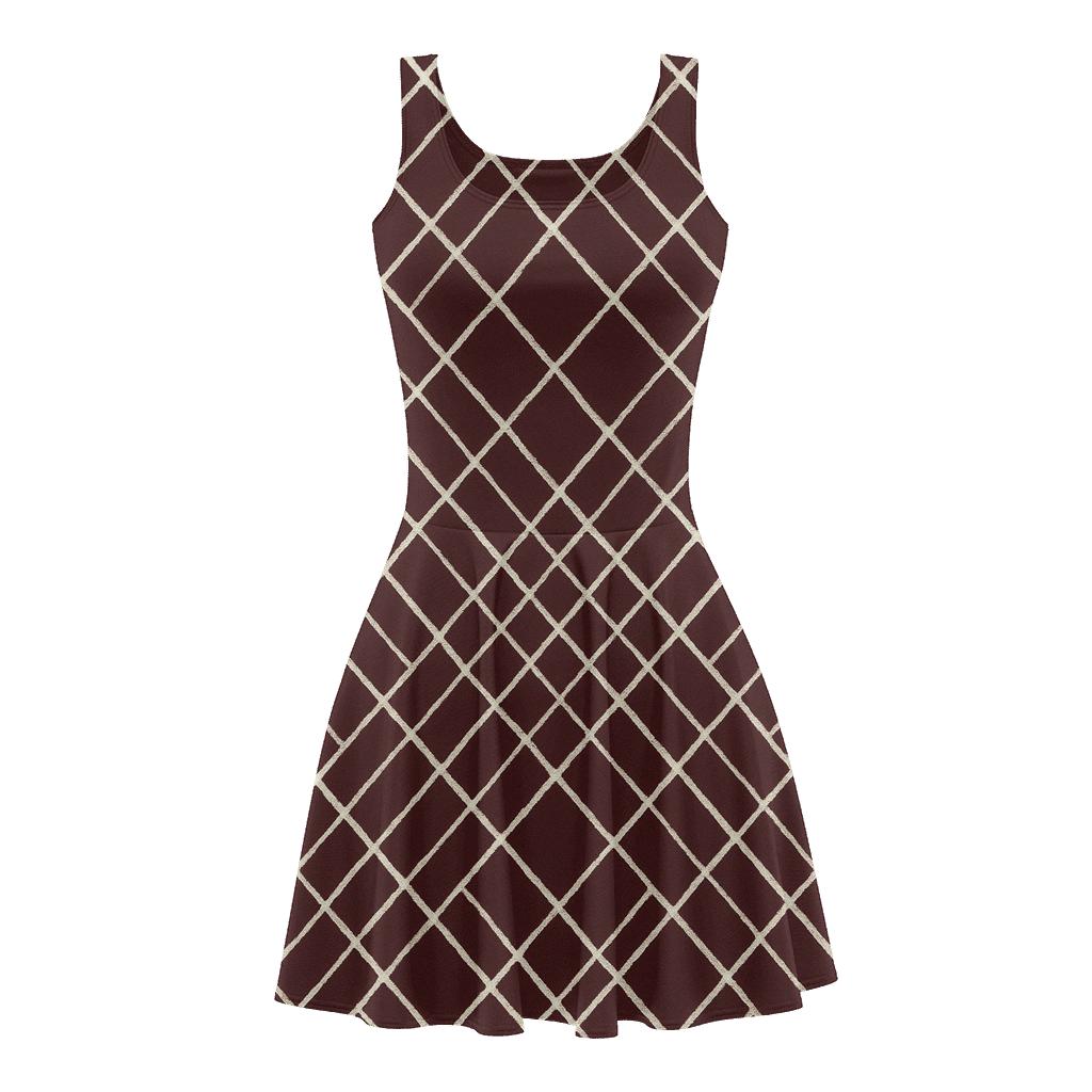 Diagonal Crosshatch Field comfortable stretch skater dresses