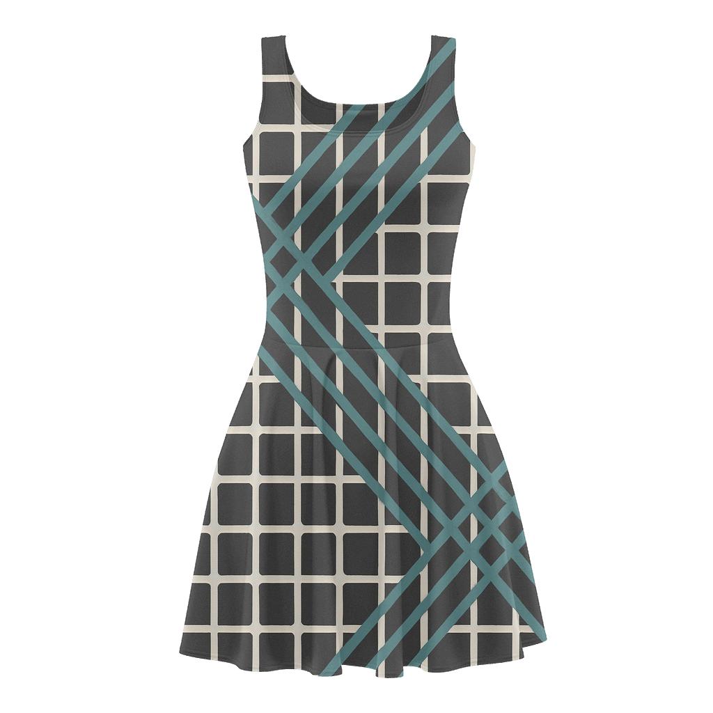 Signature Moire Lattice Bands designer pattern skater dresses