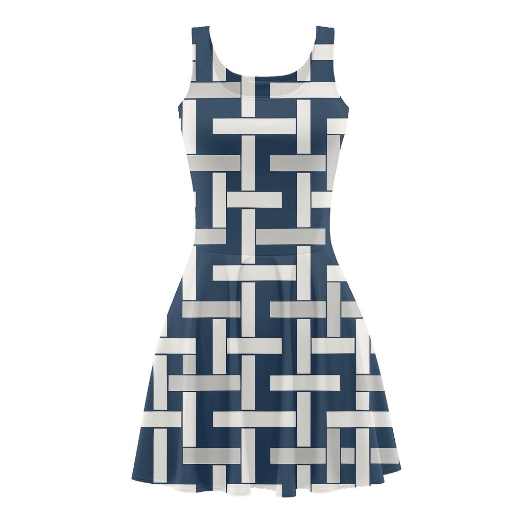 Luxury Grid Interlace designer pattern skater dresses