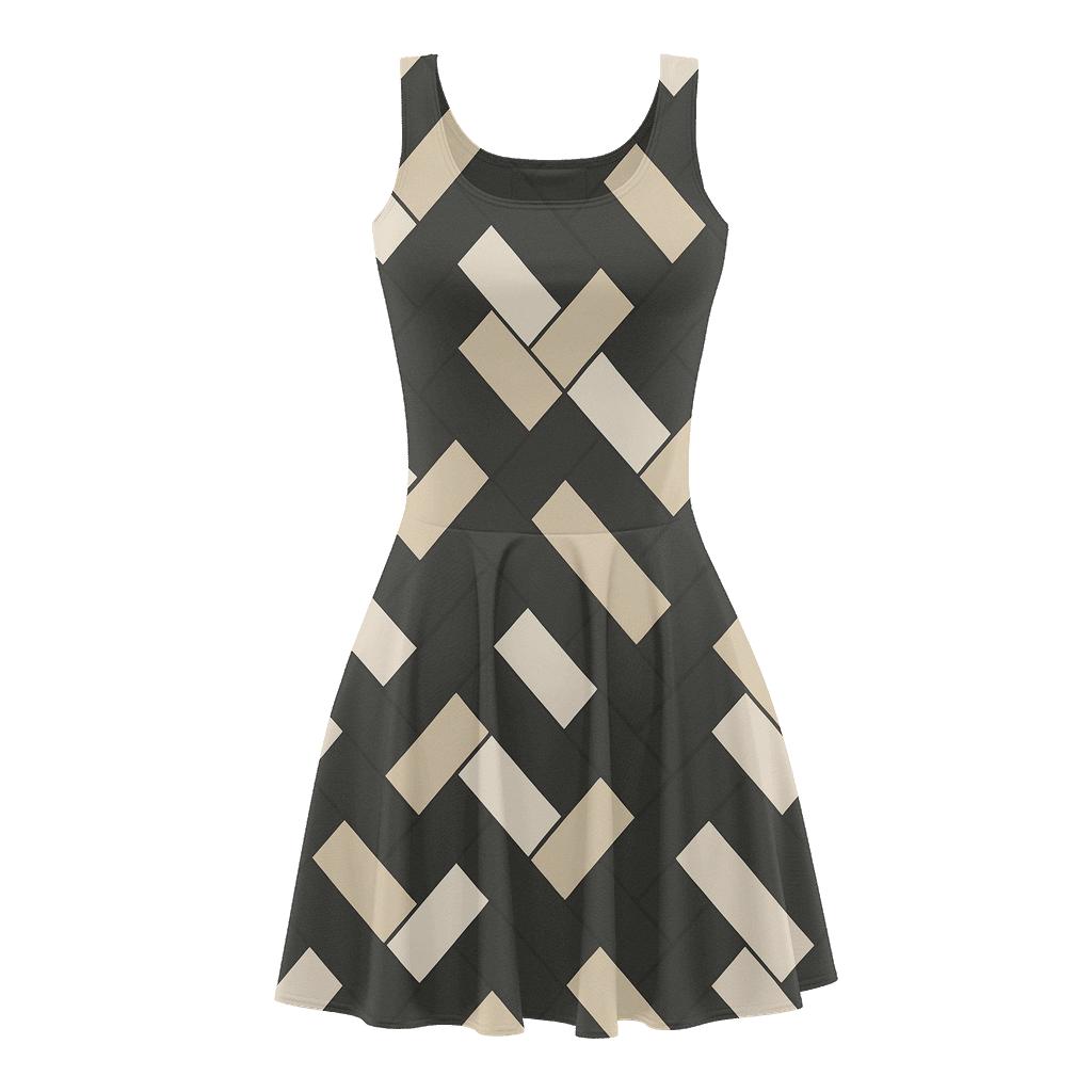 Prime Herringbone Drift designer pattern skater dresses