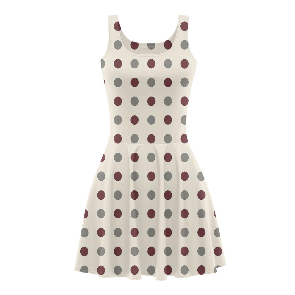 Tiled Dot Field Elegant floral print skater dresses