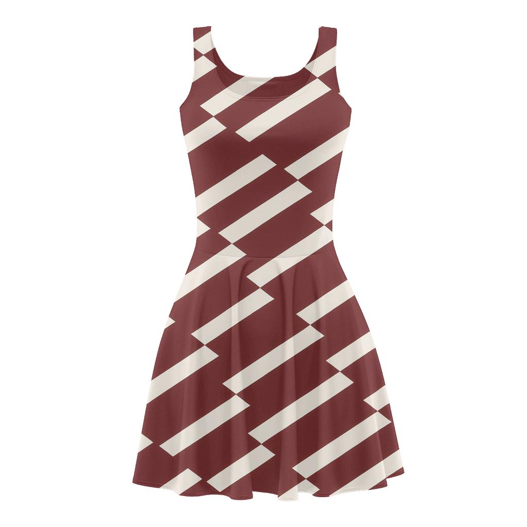 Segmented Diagonal Cascade Stripe comfortable stretch skater dresses