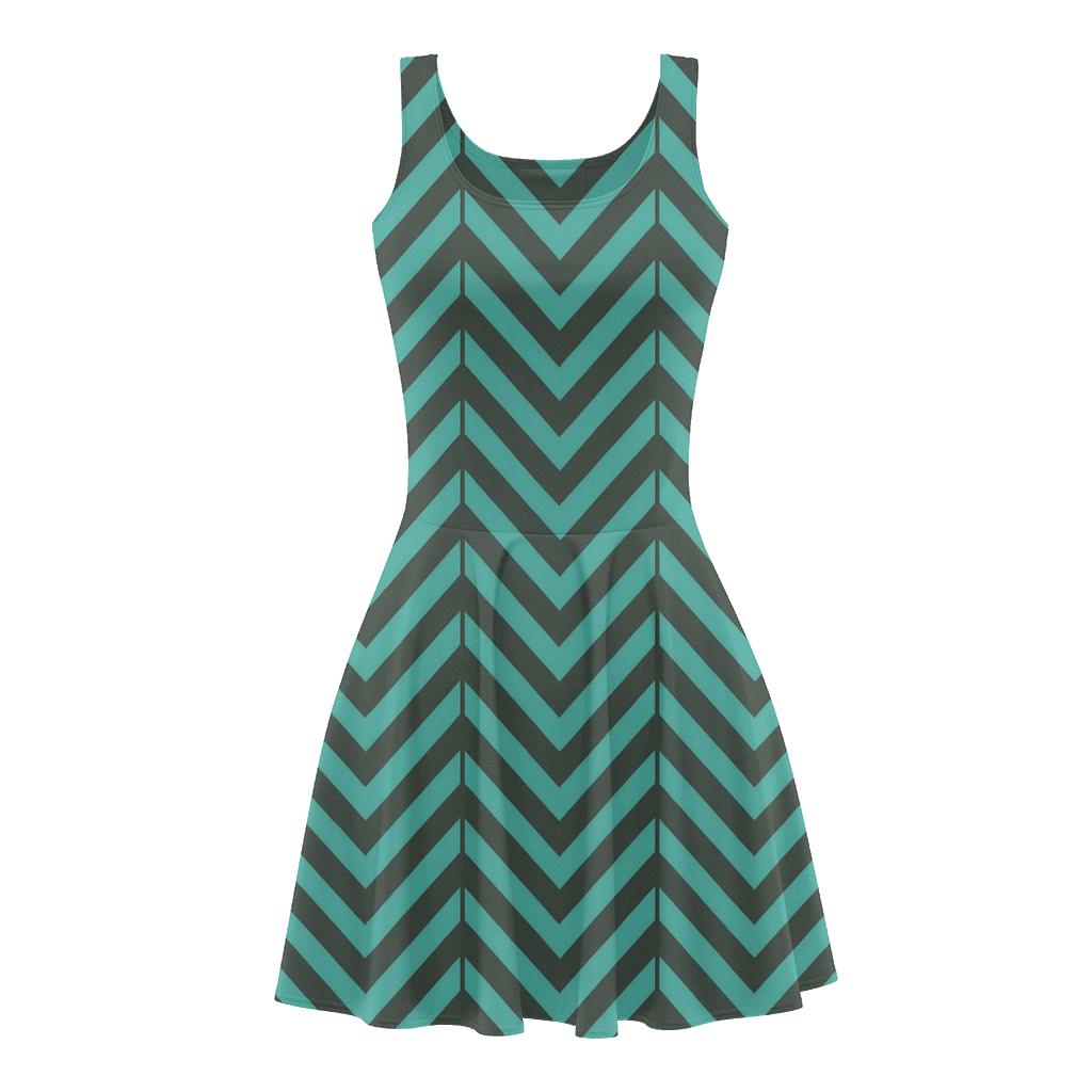 Vector-Sync Chevron Array floral print skater dresses