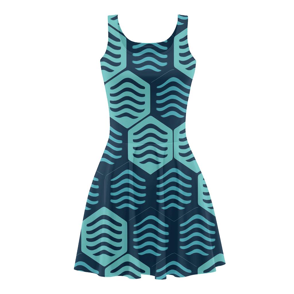 Nested Hex Waveforms comfortable stretch skater dresses