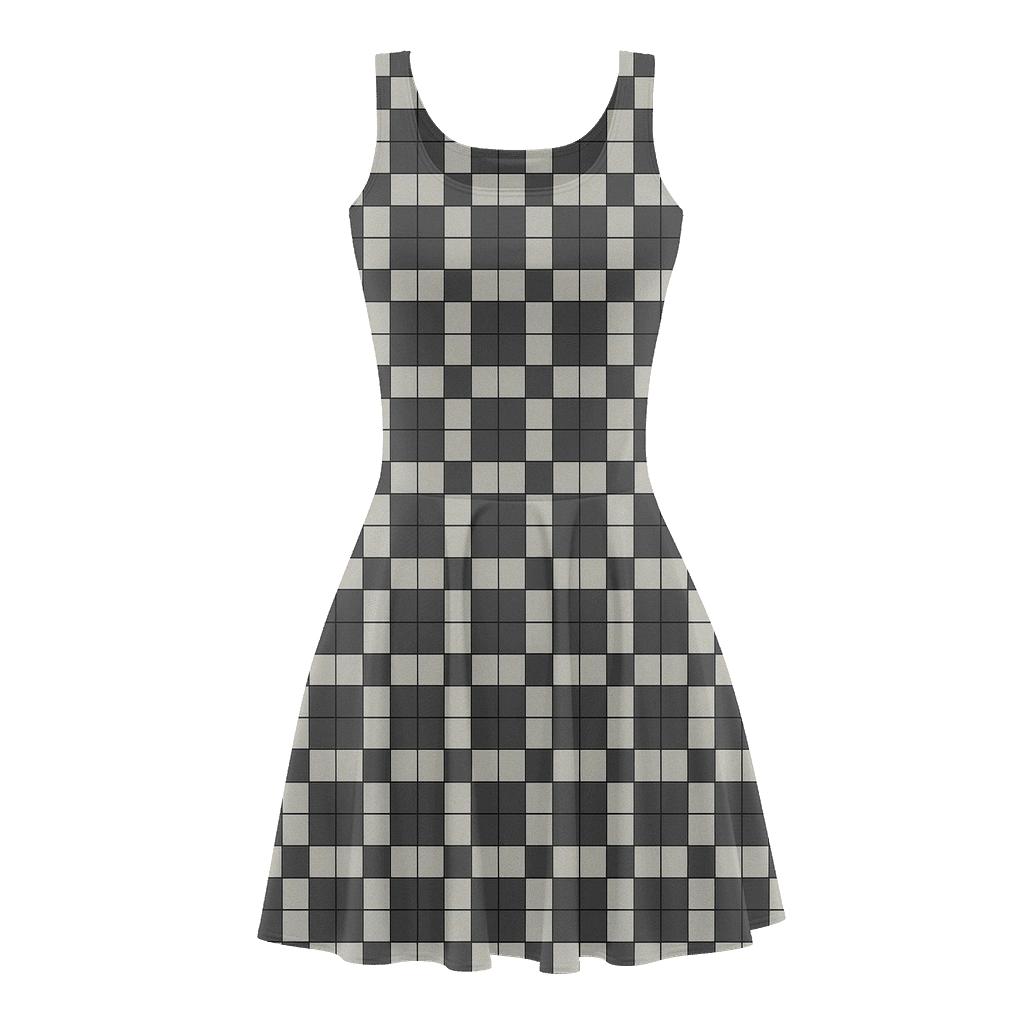 Pixelated Mesh Tiles comfortable stretch skater dresses