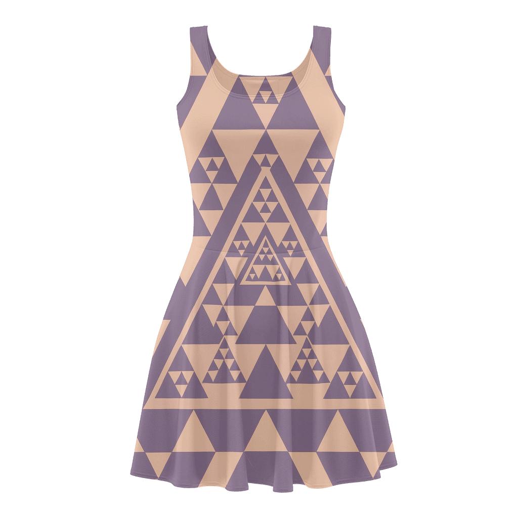Fractal Triangle Arrays floral print skater dresses