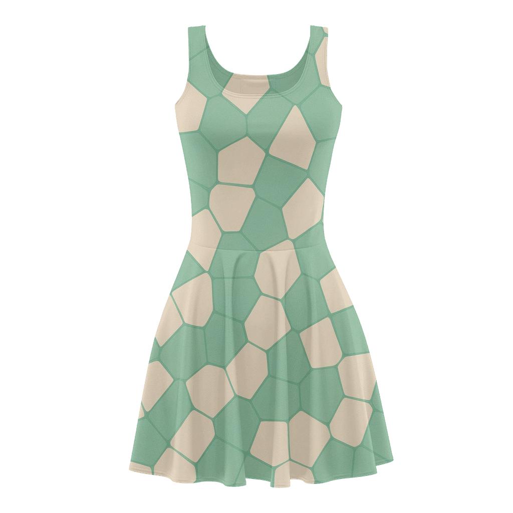 Fractured Cell Mesh comfortable stretch skater dresses