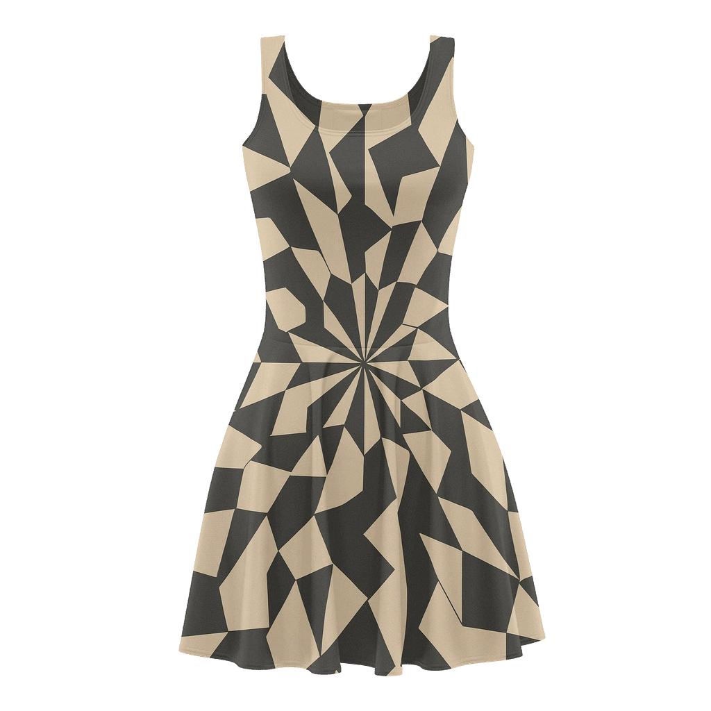 Radial Polygon Segments floral print skater dresses