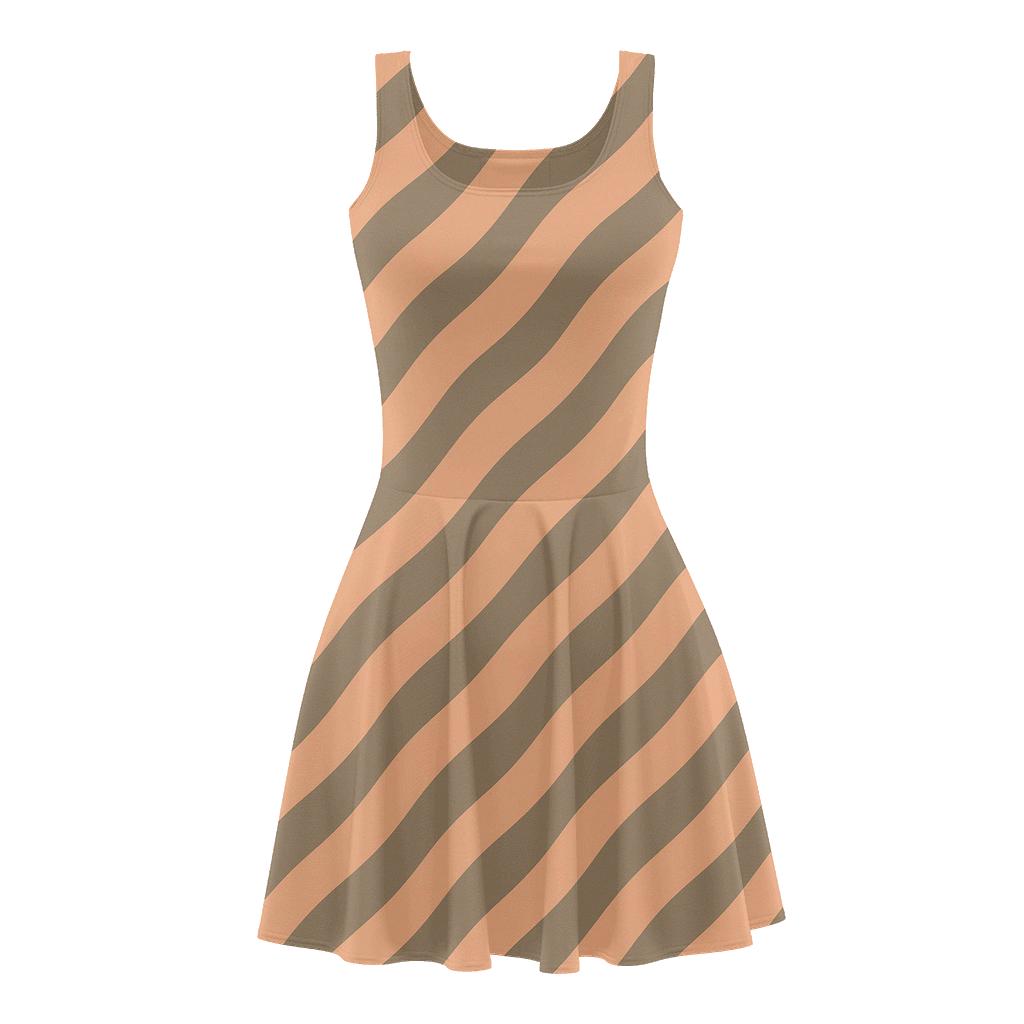 Modulated Diagonal Stripes comfortable stretch skater dresses