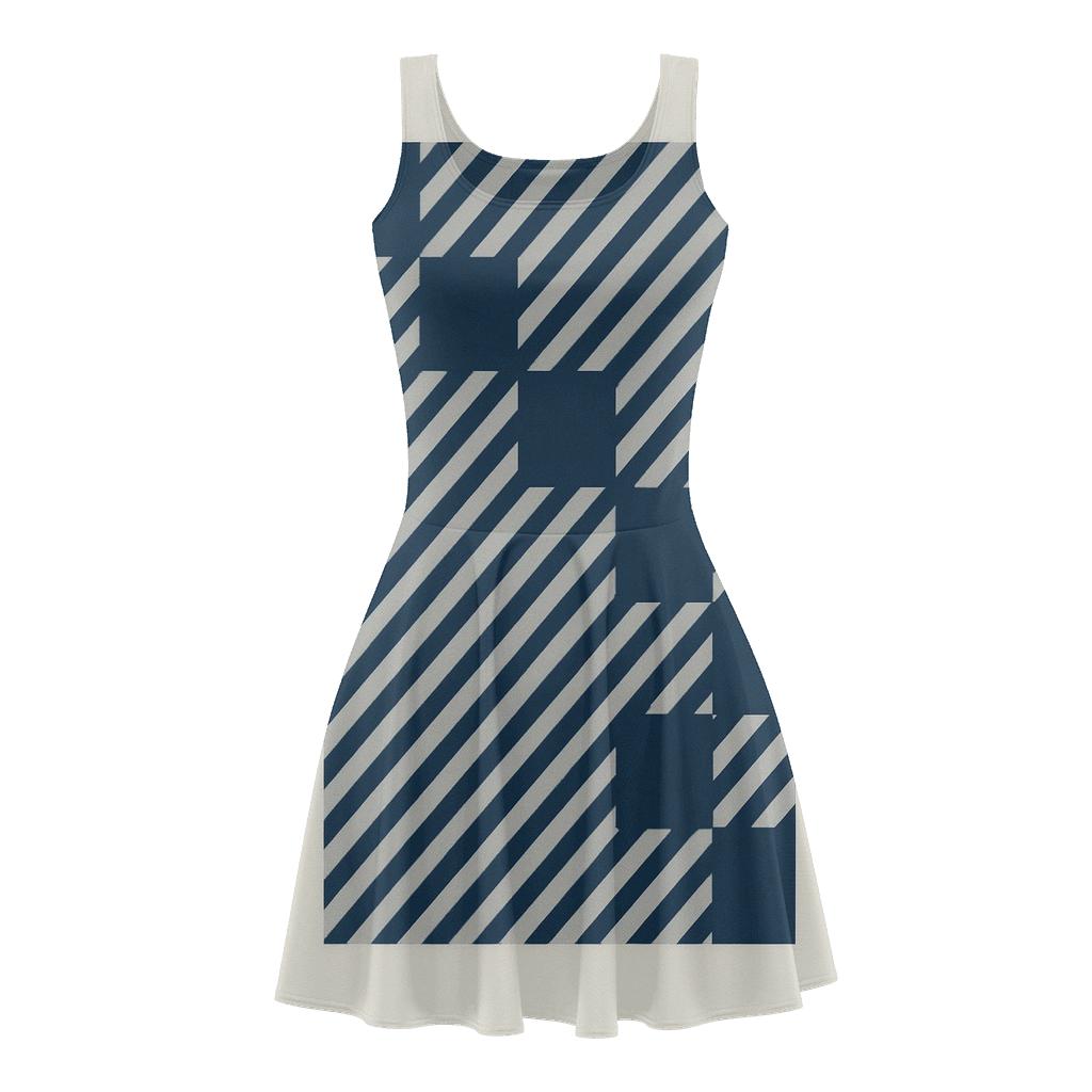 Luxury Moire Grid Shear floral print skater dresses