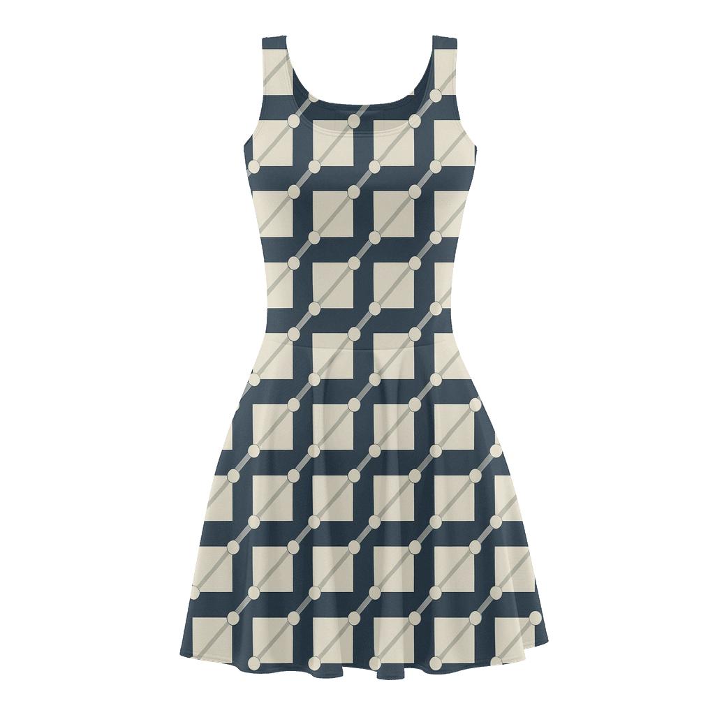 Pinned Grid Drift trendy mini skater dresses