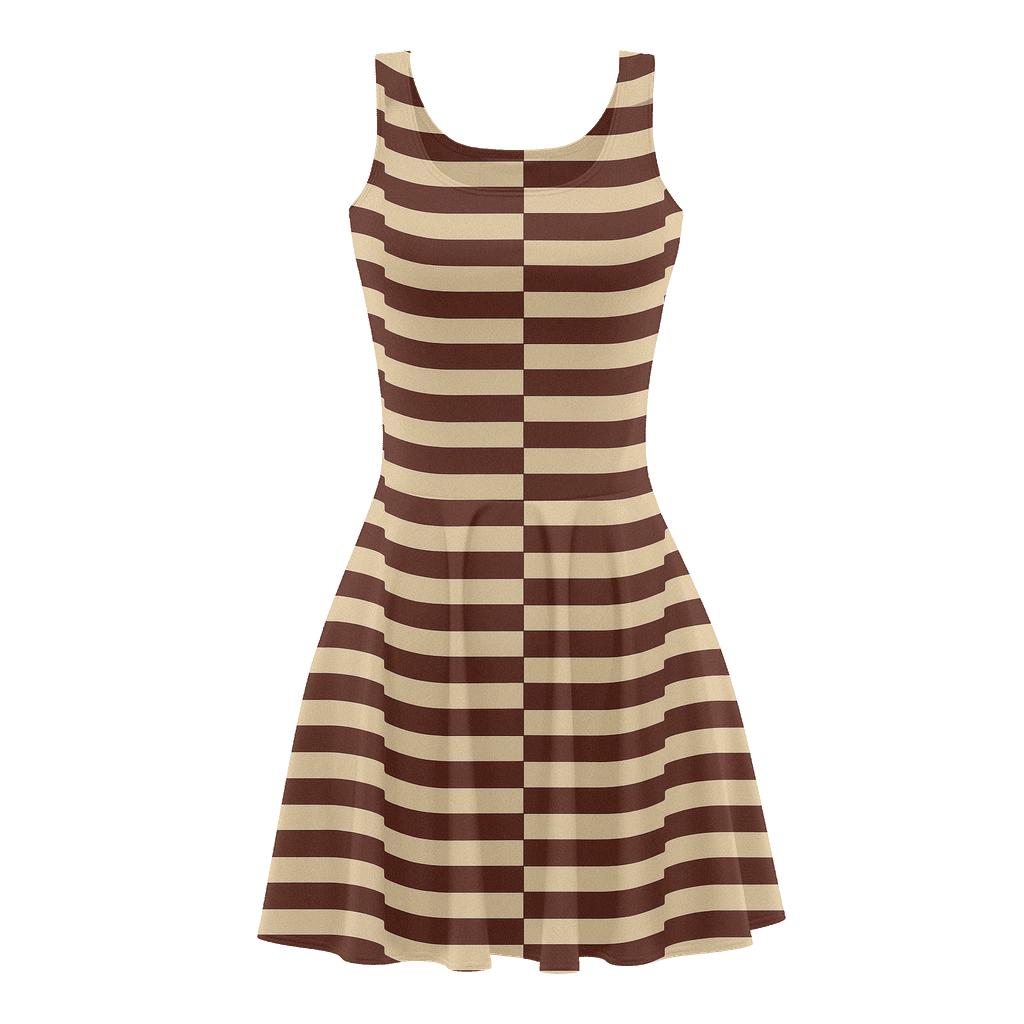 Split Stripe Resonance comfortable stretch skater dresses