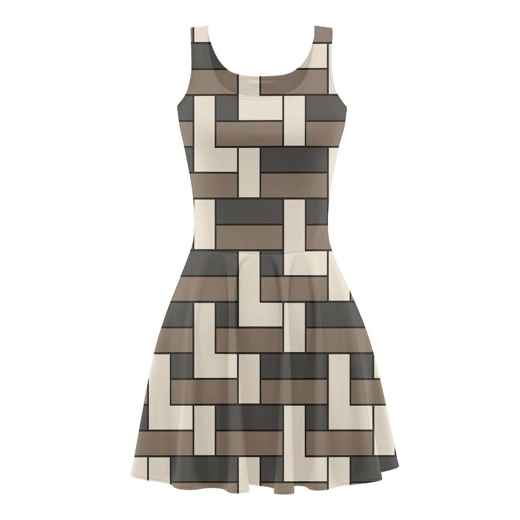 Staggered Block Chain designer pattern skater dresses