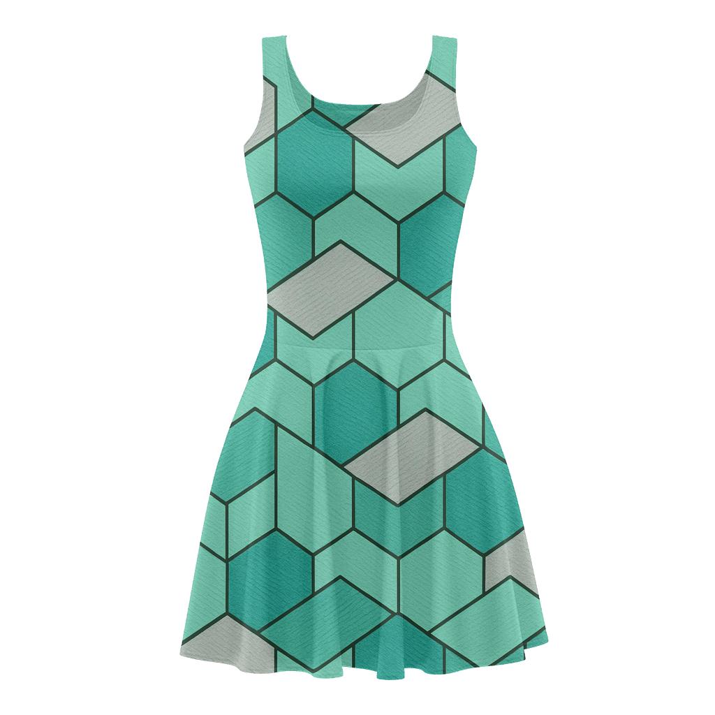 Hex Weave Grid skater dresses for occasions
