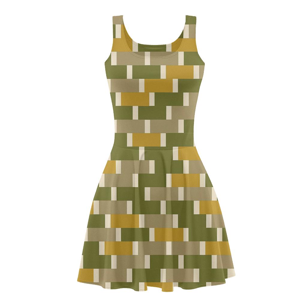 Staggered Block Chain stylish a-line skater dresses