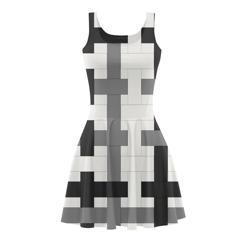 Interlaced Ribbon Matrix floral print skater dresses