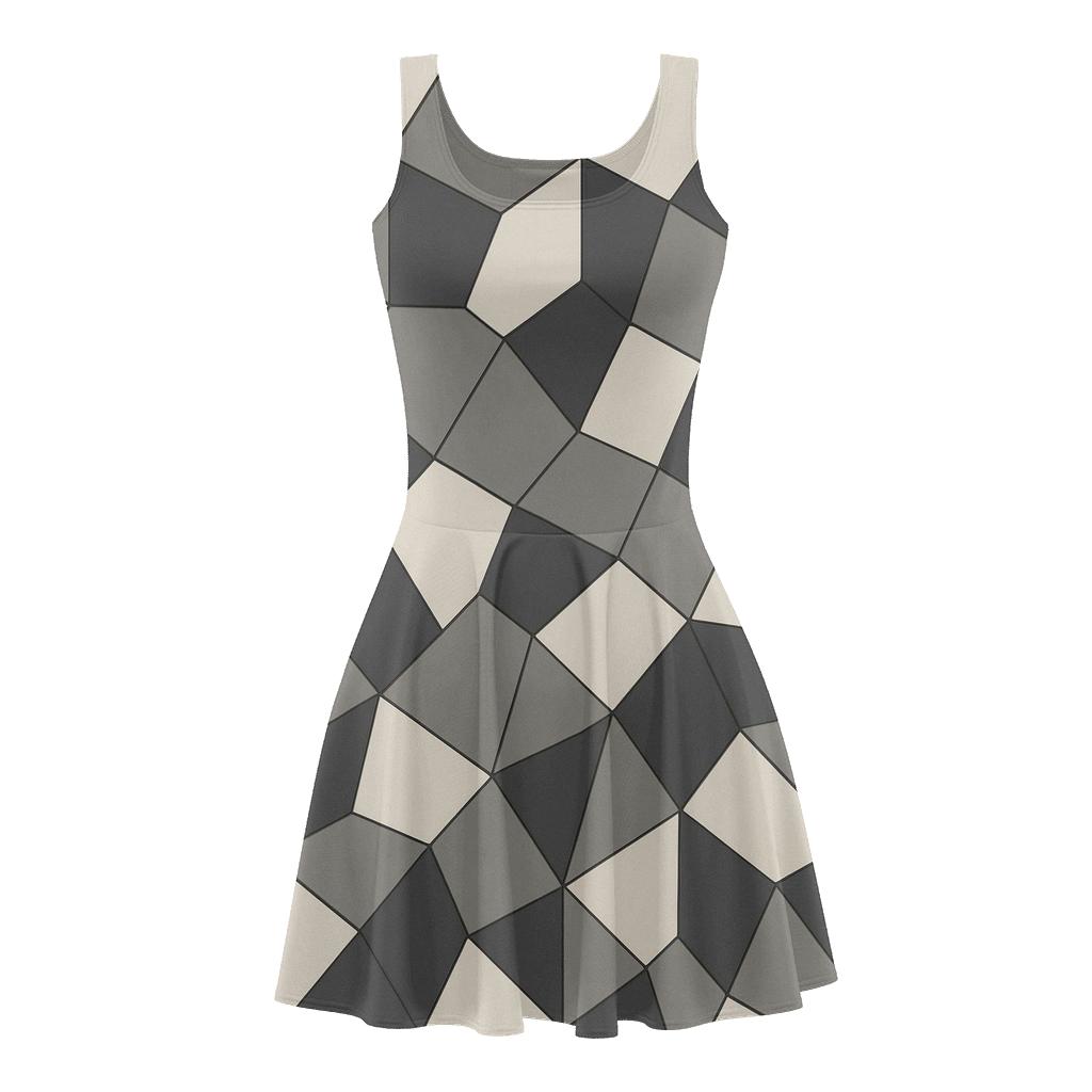 Angled Polygon Tessera floral print skater dresses