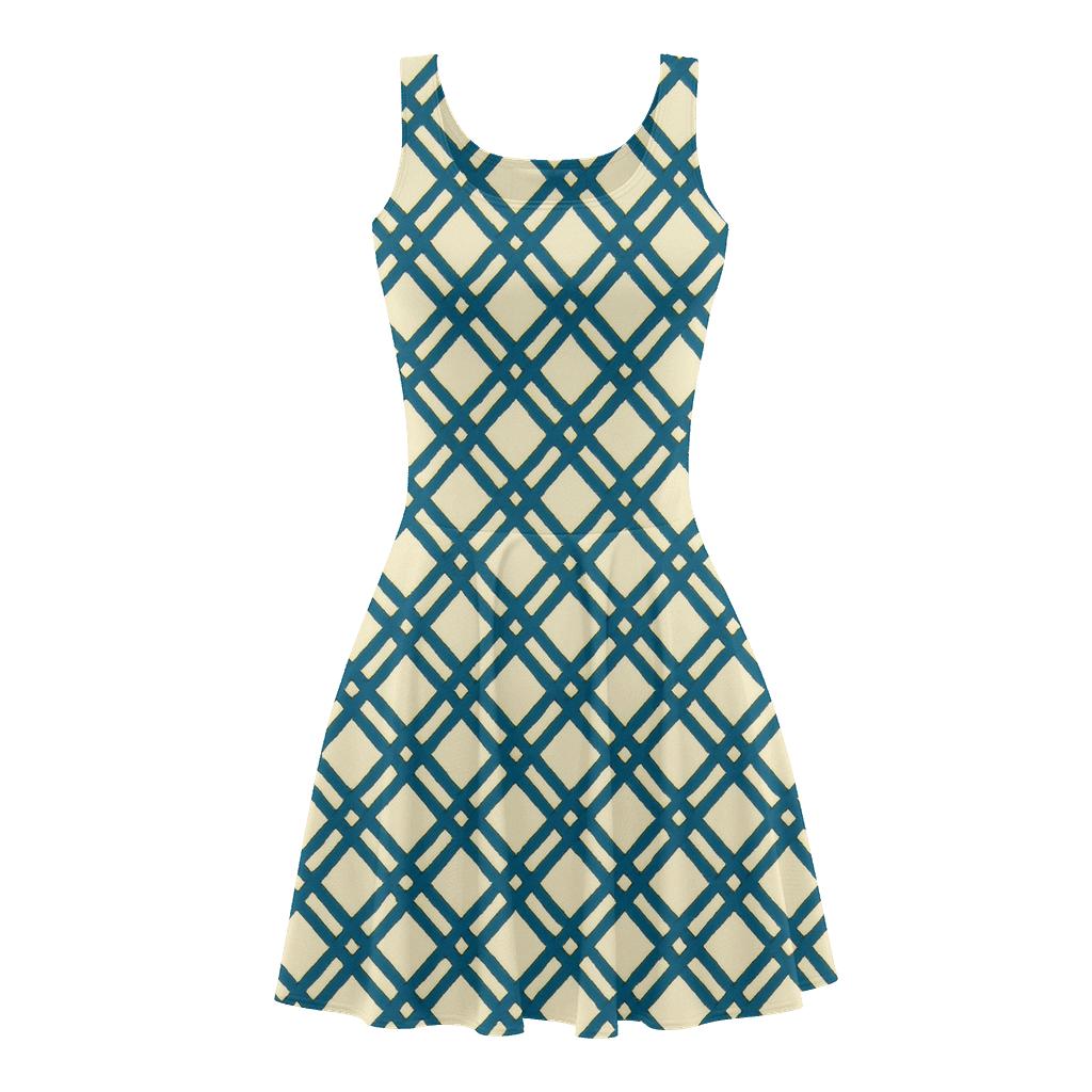 Parallel Crosshatch Study designer pattern skater dresses