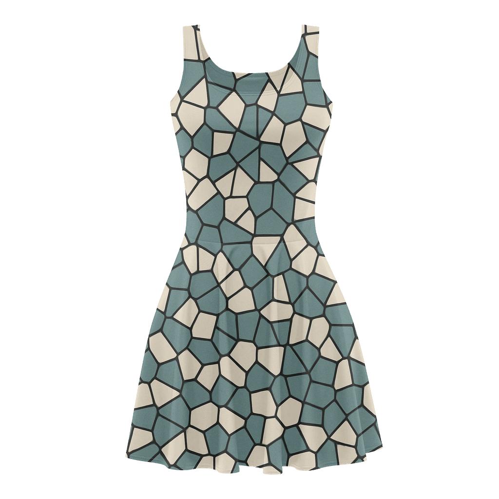 Cell Mesh Fragment trendy mini skater dresses
