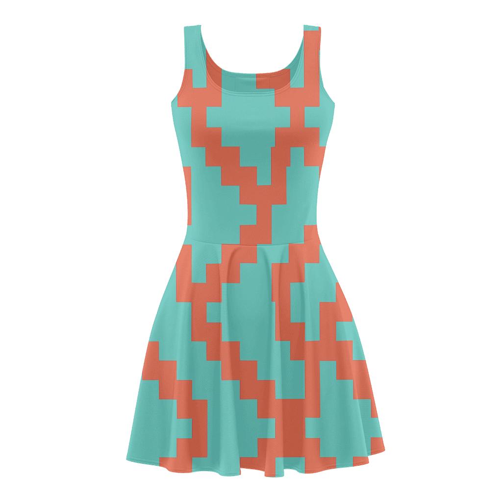 Diagonal Step Cascade unique custom skater dresses