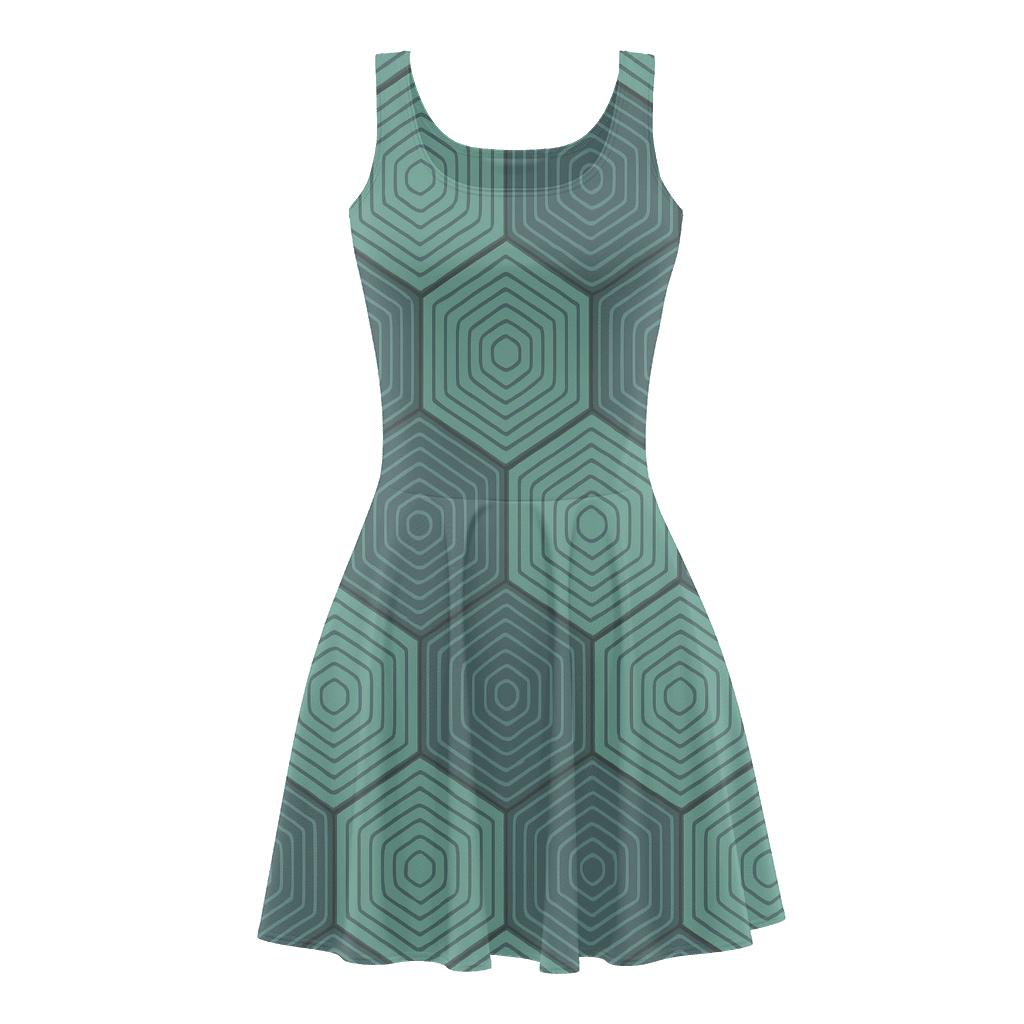 Hexagonal Weave Grid comfortable stretch skater dresses