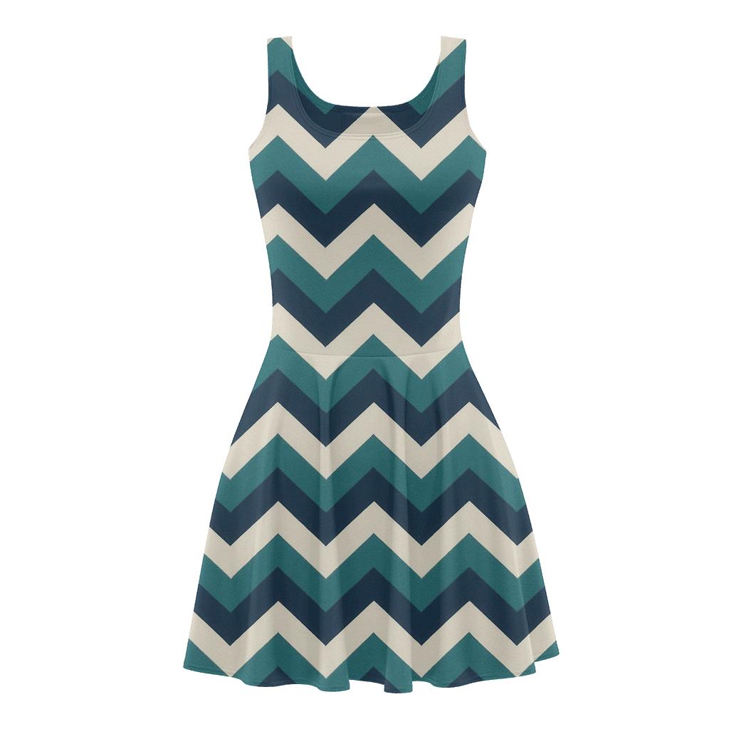 Modular Chevron Field stylish a-line skater dresses
