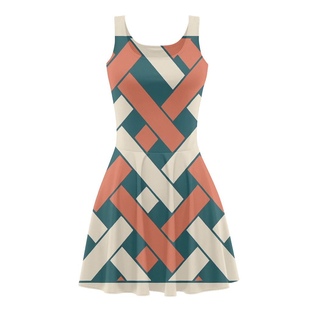 Interlaced Ribbon Matrix stylish a-line skater dresses