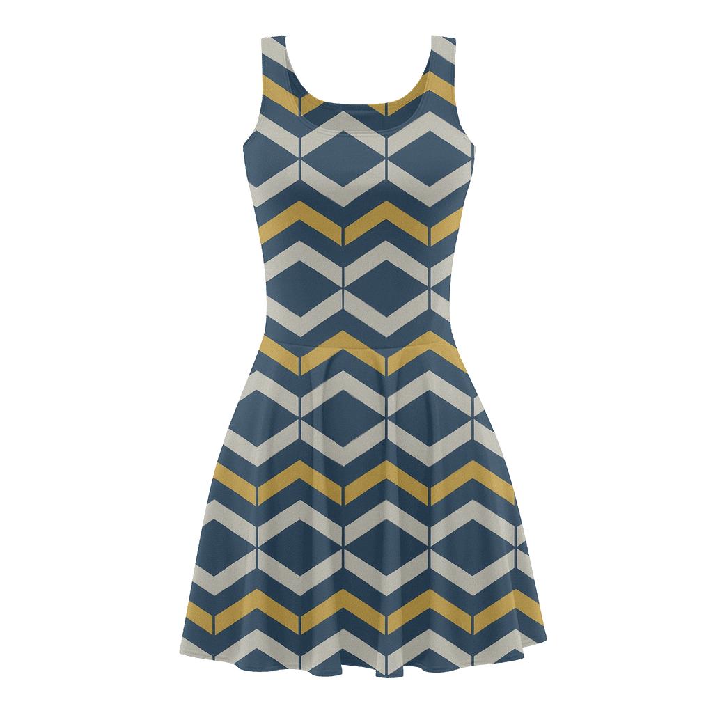 Hex Grid Oscillator designer pattern skater dresses