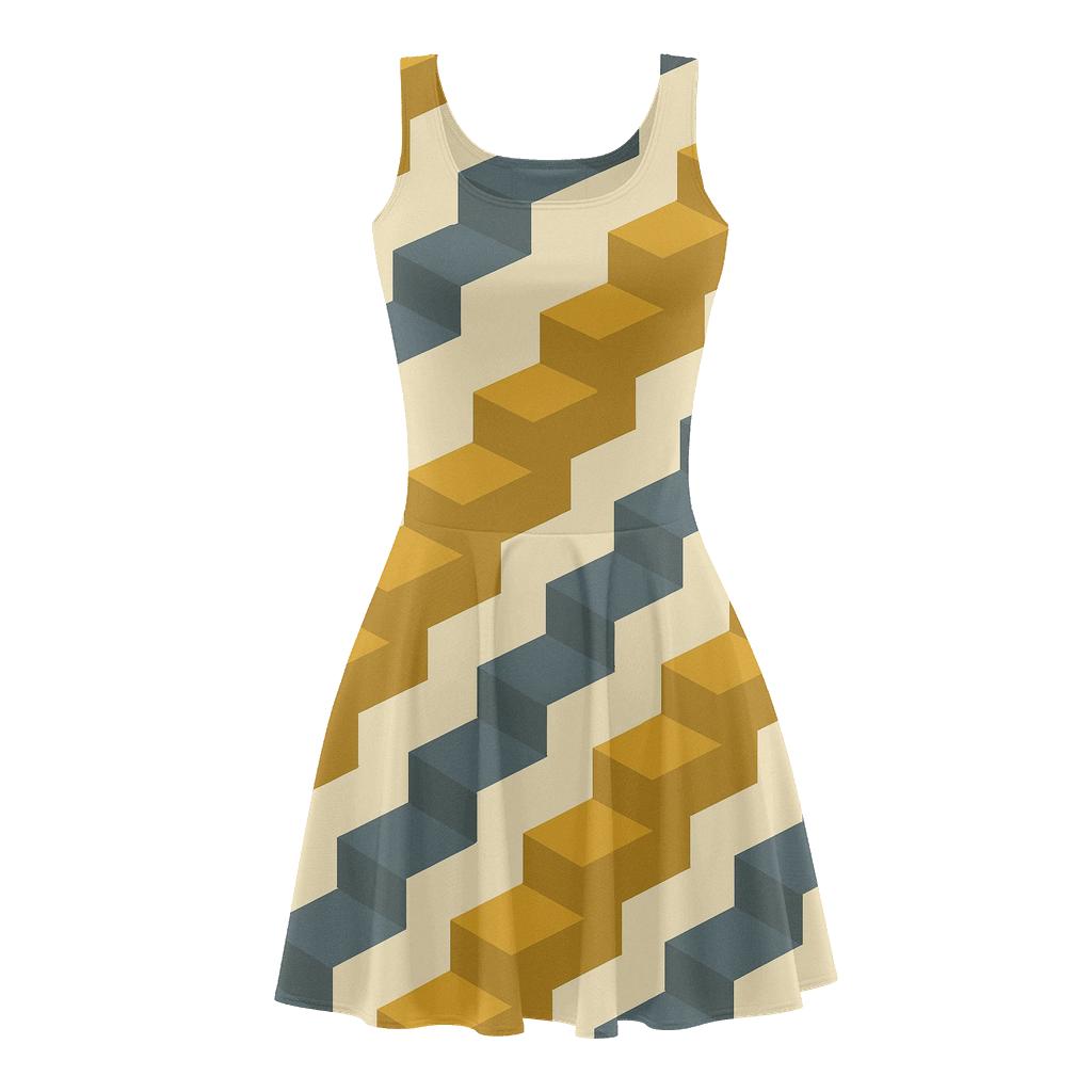 Diagonal Step Cascade unique custom skater dresses