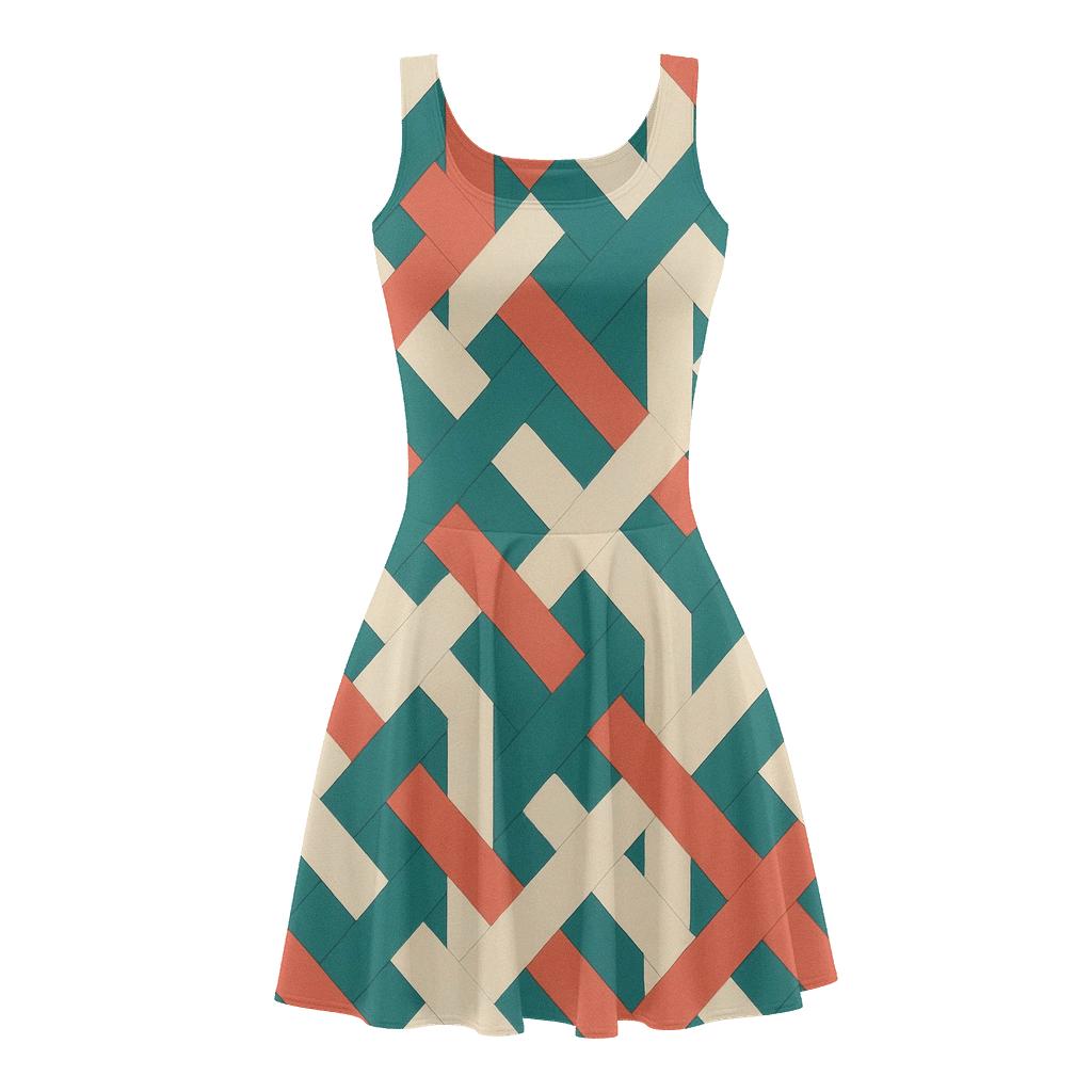 Interlaced Ribbon Matrix skater dresses for occasions