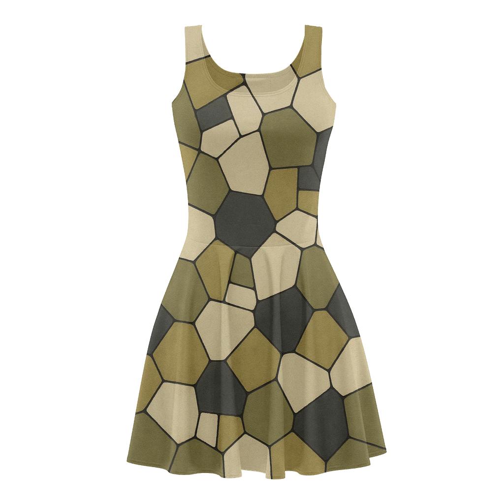 Cell Mesh Fragment stylish a-line skater dresses